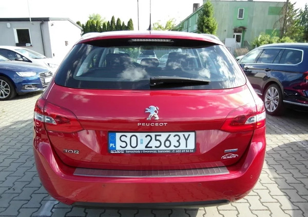 Peugeot 308 cena 34900 przebieg: 153000, rok produkcji 2015 z Sosnowiec małe 631